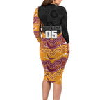 Custom Broncos Family Matching Long Sleeve Bodycon Dress and Hawaiian Shirt Horse Mascot With Aboriginal Indigenous