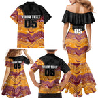 Custom Broncos Family Matching Mermaid Dress and Hawaiian Shirt Horse Mascot With Aboriginal Indigenous