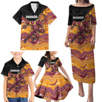 Custom Broncos Family Matching Puletasi and Hawaiian Shirt Horse Mascot With Aboriginal Indigenous