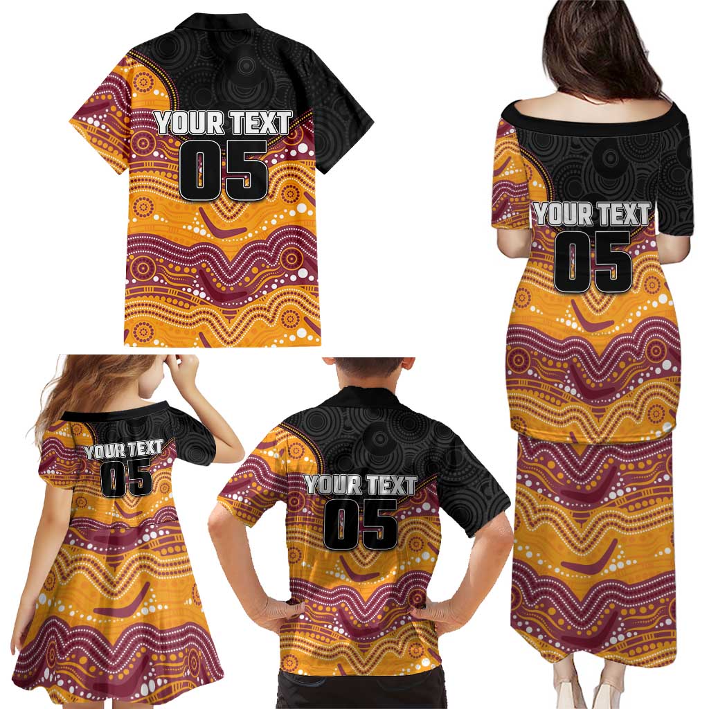 Custom Broncos Family Matching Puletasi and Hawaiian Shirt Horse Mascot With Aboriginal Indigenous