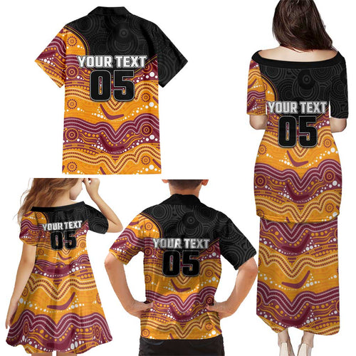 Custom Broncos Family Matching Puletasi and Hawaiian Shirt Horse Mascot With Aboriginal Indigenous