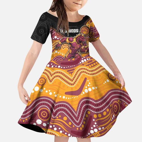 Custom Broncos Family Matching Summer Maxi Dress and Hawaiian Shirt Horse Mascot With Aboriginal Indigenous