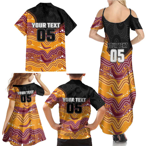 Custom Broncos Family Matching Summer Maxi Dress and Hawaiian Shirt Horse Mascot With Aboriginal Indigenous