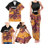 Custom Broncos Family Matching Tank Maxi Dress and Hawaiian Shirt Horse Mascot With Aboriginal Indigenous