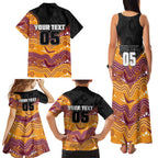 Custom Broncos Family Matching Tank Maxi Dress and Hawaiian Shirt Horse Mascot With Aboriginal Indigenous