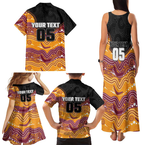Custom Broncos Family Matching Tank Maxi Dress and Hawaiian Shirt Horse Mascot With Aboriginal Indigenous