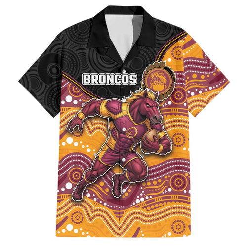 Custom Broncos Family Matching Tank Maxi Dress and Hawaiian Shirt Horse Mascot With Aboriginal Indigenous