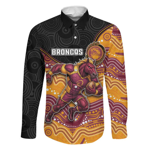 Custom Broncos Family Matching Tank Maxi Dress and Hawaiian Shirt Horse Mascot With Aboriginal Indigenous
