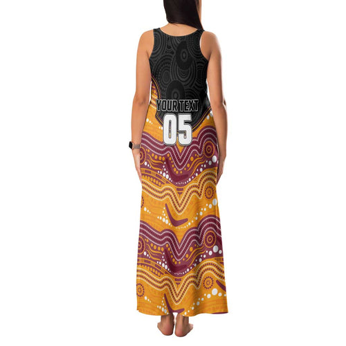 Custom Broncos Family Matching Tank Maxi Dress and Hawaiian Shirt Horse Mascot With Aboriginal Indigenous