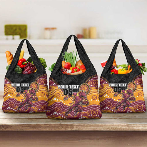 Custom Broncos Grocery Bag Horse Mascot With Aboriginal Indigenous