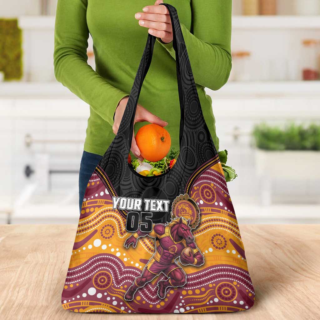 Custom Broncos Grocery Bag Horse Mascot With Aboriginal Indigenous