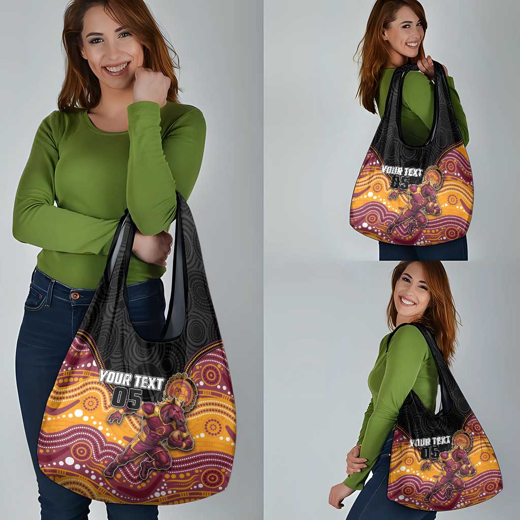 Custom Broncos Grocery Bag Horse Mascot With Aboriginal Indigenous