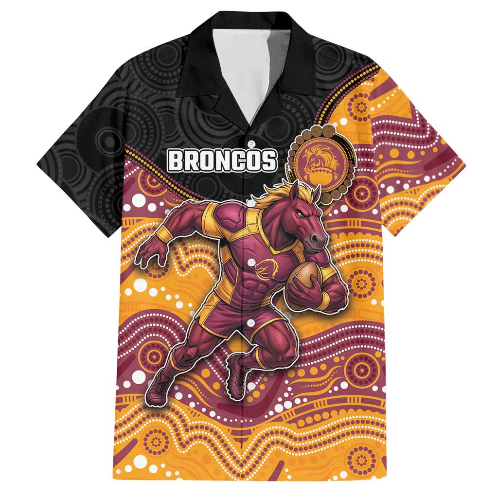 Custom Broncos Hawaiian Shirt Horse Mascot With Aboriginal Indigenous