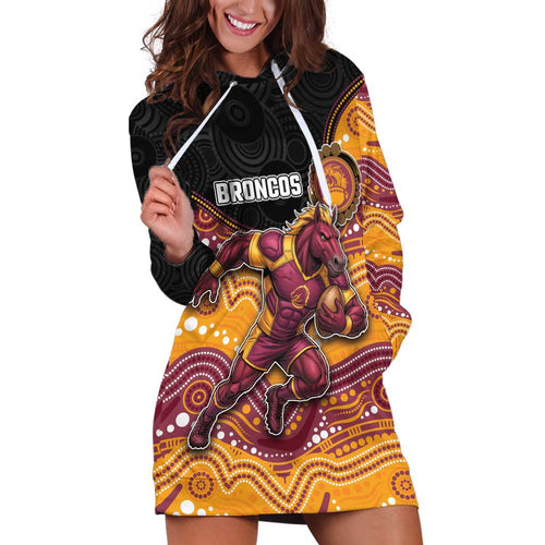 Custom Broncos Hoodie Dress Horse Mascot With Aboriginal Indigenous