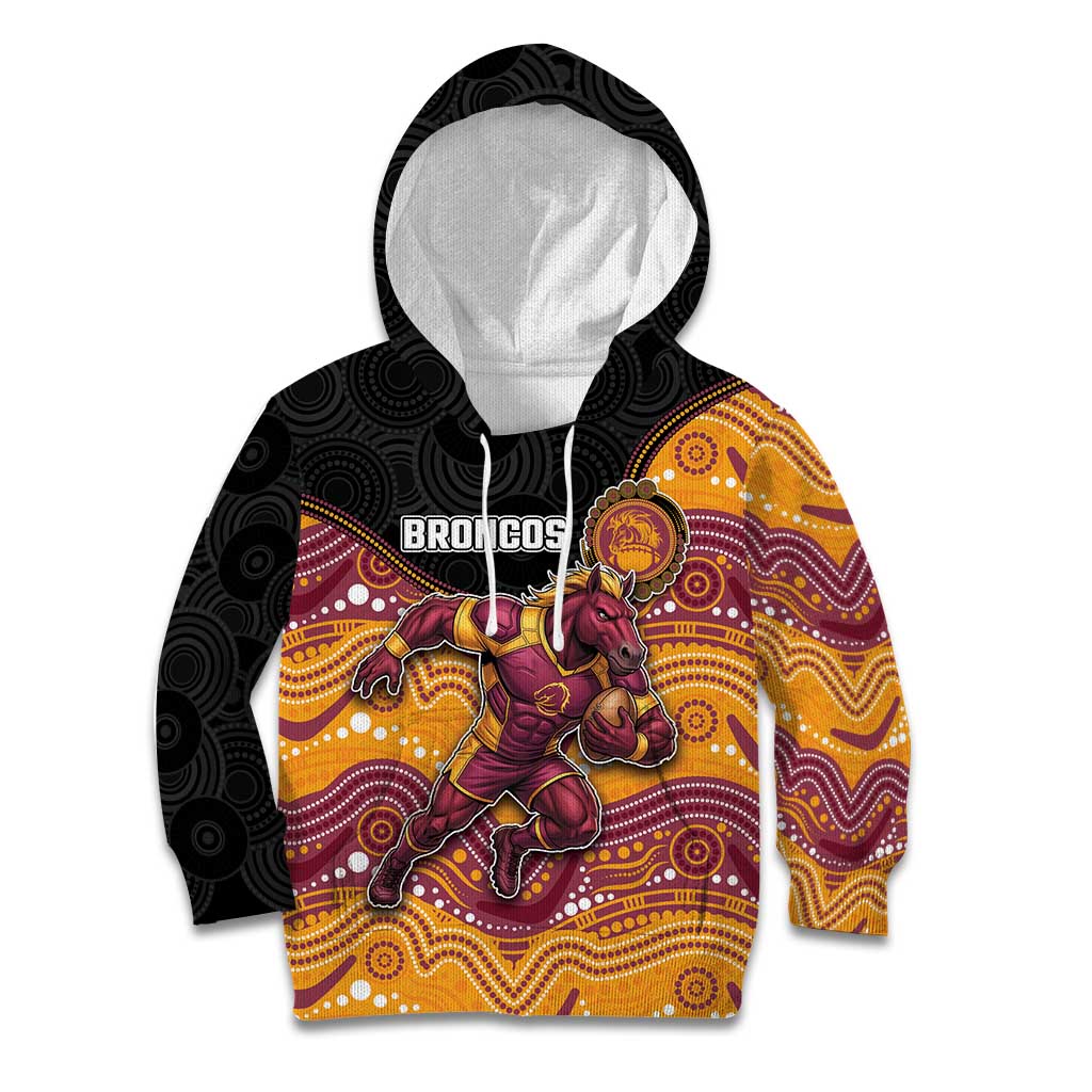 Custom Broncos Kid Hoodie Horse Mascot With Aboriginal Indigenous