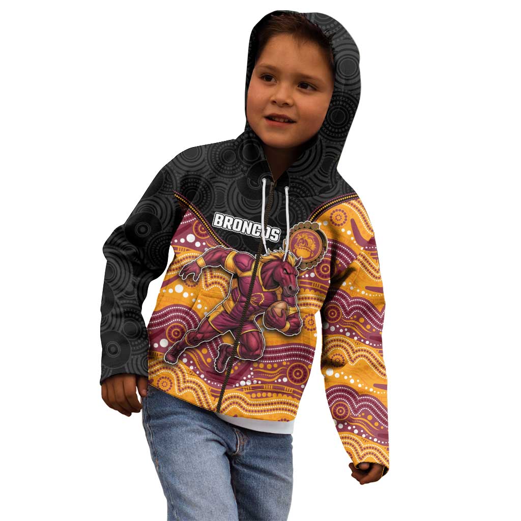 Custom Broncos Kid Hoodie Horse Mascot With Aboriginal Indigenous