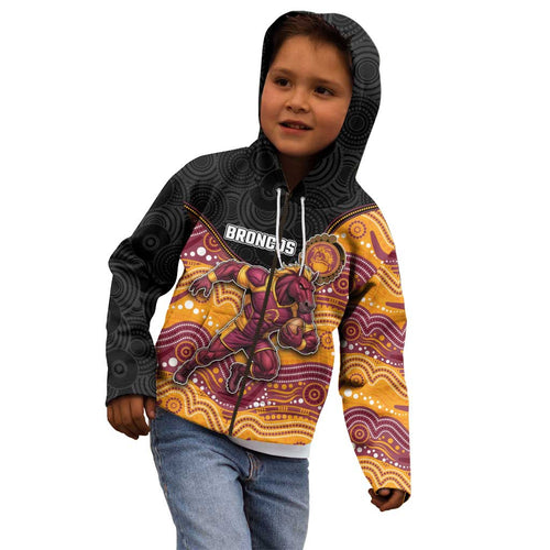Custom Broncos Kid Hoodie Horse Mascot With Aboriginal Indigenous