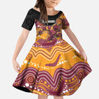 Custom Broncos Kid Short Sleeve Dress Horse Mascot With Aboriginal Indigenous