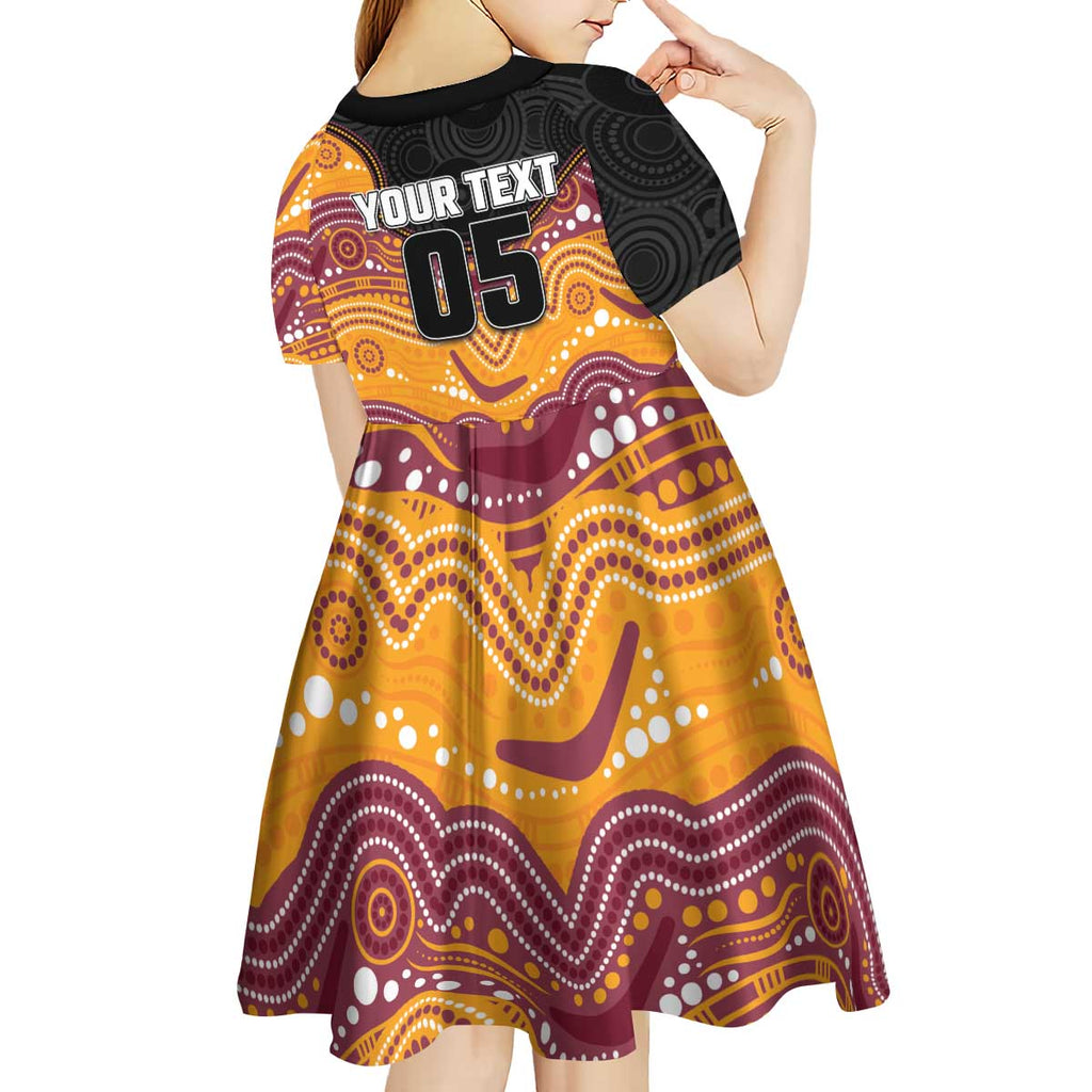 Custom Broncos Kid Short Sleeve Dress Horse Mascot With Aboriginal Indigenous