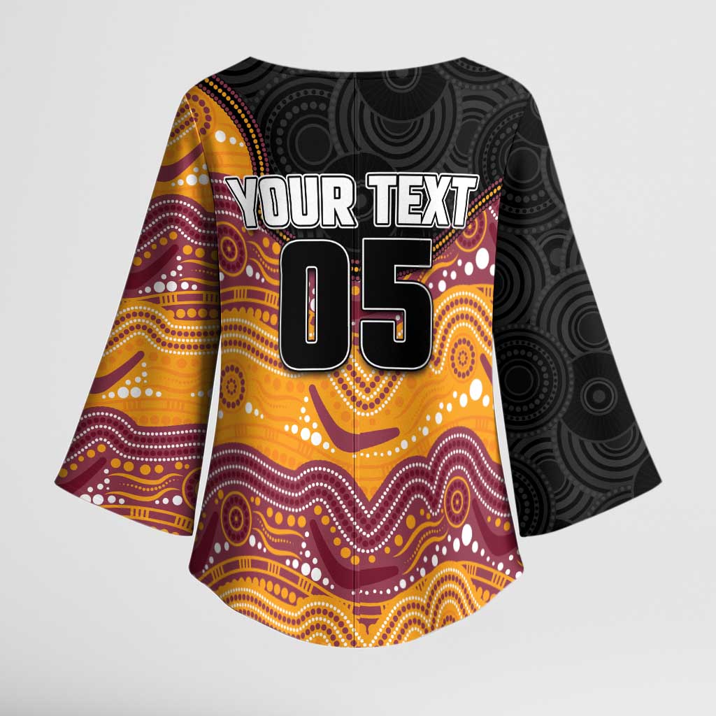 Custom Broncos Kimono Sleeve Blouse Horse Mascot With Aboriginal Indigenous
