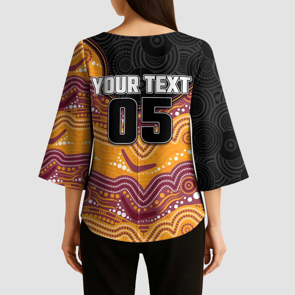 Custom Broncos Kimono Sleeve Blouse Horse Mascot With Aboriginal Indigenous