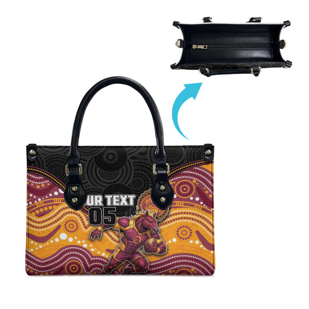 Custom Broncos Leather Bag Horse Mascot With Aboriginal Indigenous