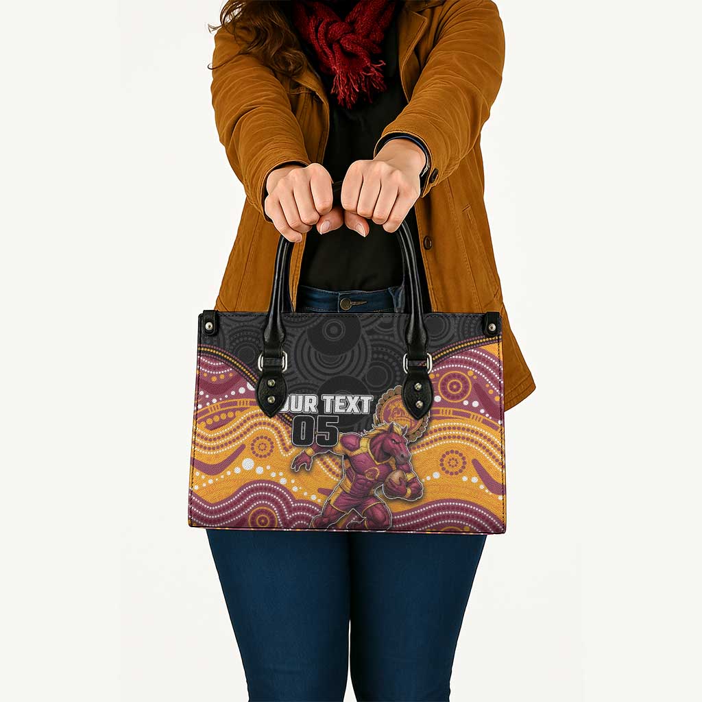 Custom Broncos Leather Bag Horse Mascot With Aboriginal Indigenous