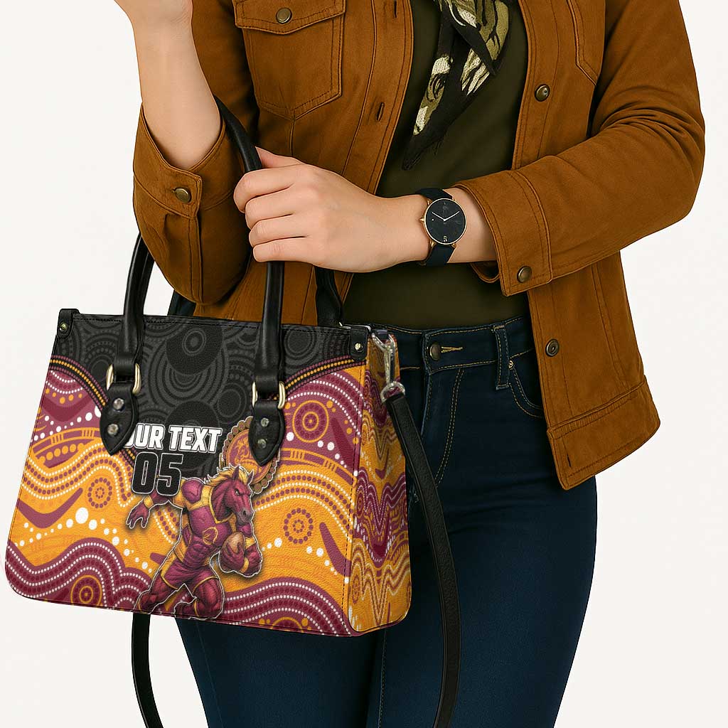 Custom Broncos Leather Bag Horse Mascot With Aboriginal Indigenous
