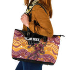 Custom Broncos Leather Tote Bag Horse Mascot With Aboriginal Indigenous