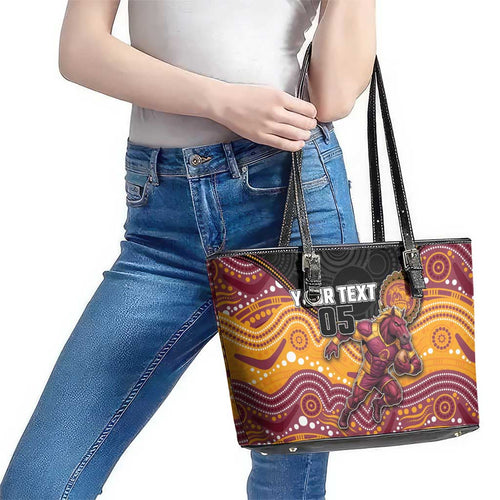Custom Broncos Leather Tote Bag Horse Mascot With Aboriginal Indigenous