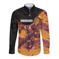 Custom Broncos Long Sleeve Button Shirt Horse Mascot With Aboriginal Indigenous