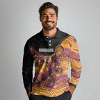 Custom Broncos Long Sleeve Polo Shirt Horse Mascot With Aboriginal Indigenous