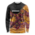 Custom Broncos Long Sleeve Shirt Horse Mascot With Aboriginal Indigenous