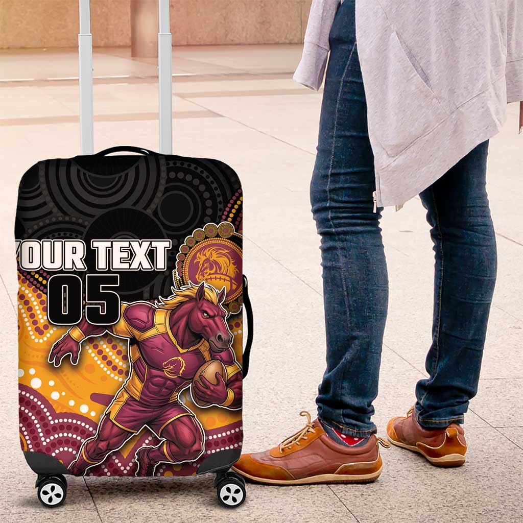 Custom Broncos Luggage Cover Horse Mascot With Aboriginal Indigenous