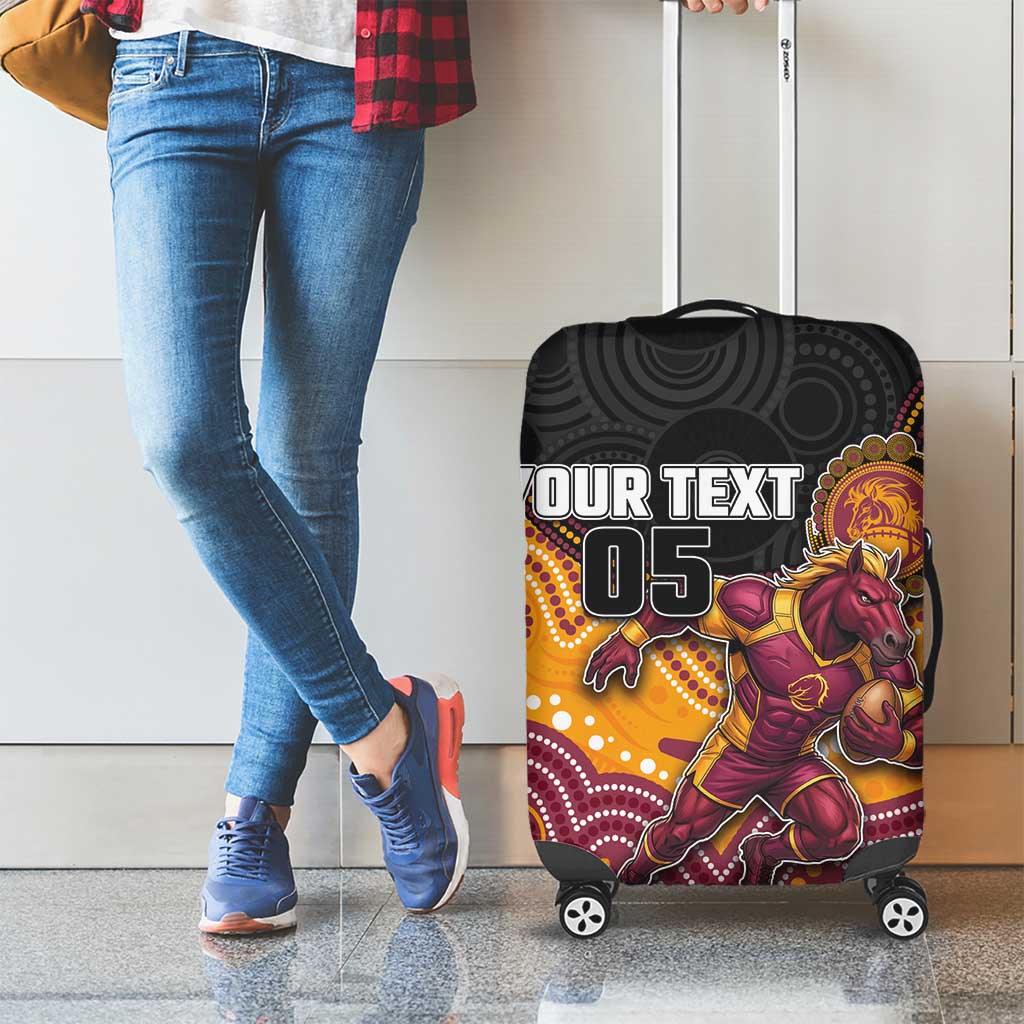 Custom Broncos Luggage Cover Horse Mascot With Aboriginal Indigenous