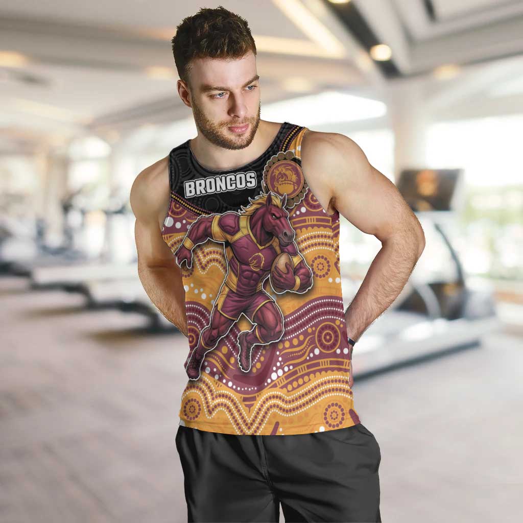 Custom Broncos Men Tank Top Horse Mascot With Aboriginal Indigenous