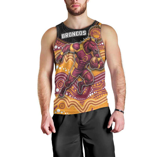 Custom Broncos Men Tank Top Horse Mascot With Aboriginal Indigenous