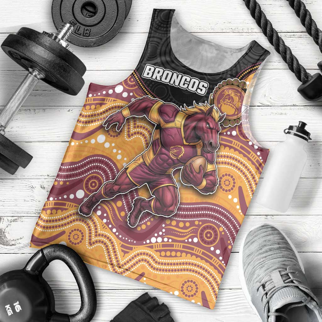 Custom Broncos Men Tank Top Horse Mascot With Aboriginal Indigenous