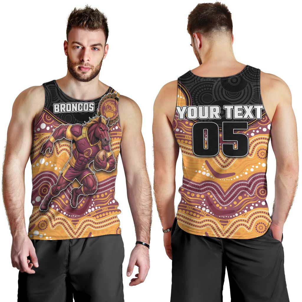 Custom Broncos Men Tank Top Horse Mascot With Aboriginal Indigenous