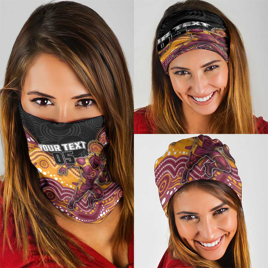 Custom Broncos Neck Gaiter Horse Mascot With Aboriginal Indigenous