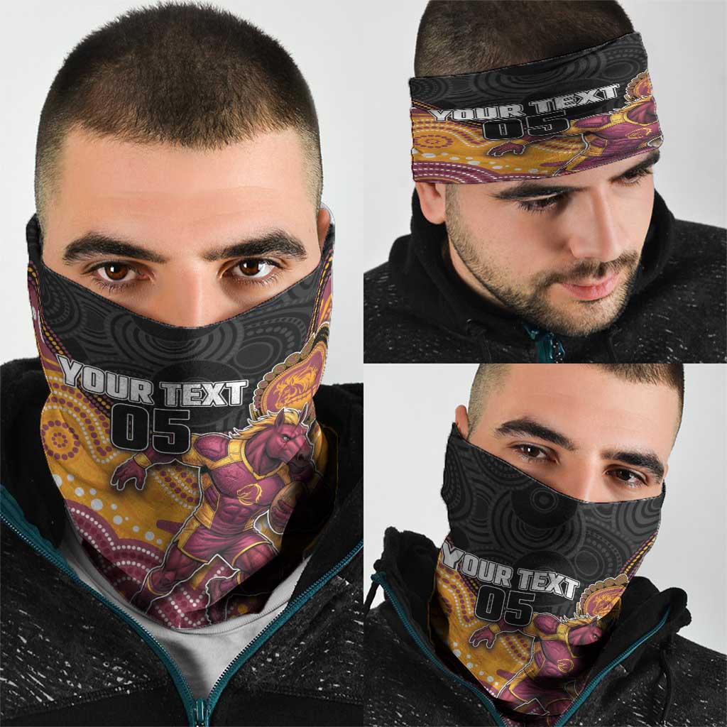 Custom Broncos Neck Gaiter Horse Mascot With Aboriginal Indigenous