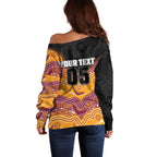 Custom Broncos Off Shoulder Sweater Horse Mascot With Aboriginal Indigenous