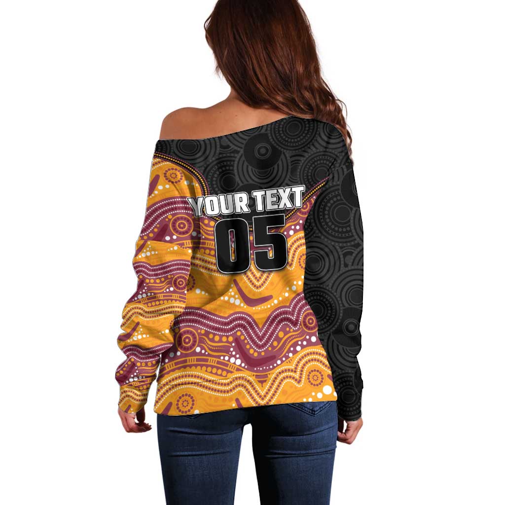 Custom Broncos Off Shoulder Sweater Horse Mascot With Aboriginal Indigenous