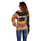 Custom Broncos Off Shoulder Sweater Horse Mascot With Aboriginal Indigenous