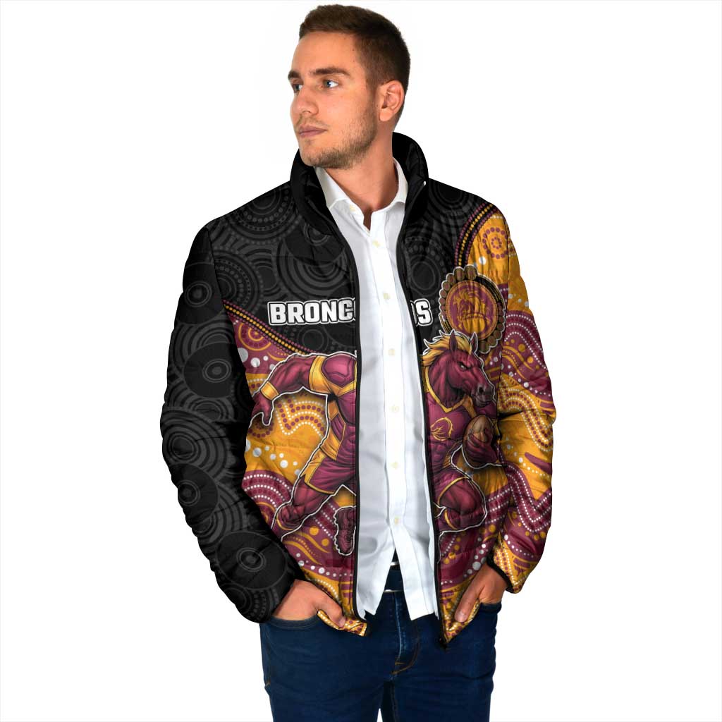 Custom Broncos Padded Jacket Horse Mascot With Aboriginal Indigenous
