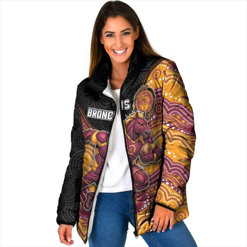 Custom Broncos Padded Jacket Horse Mascot With Aboriginal Indigenous