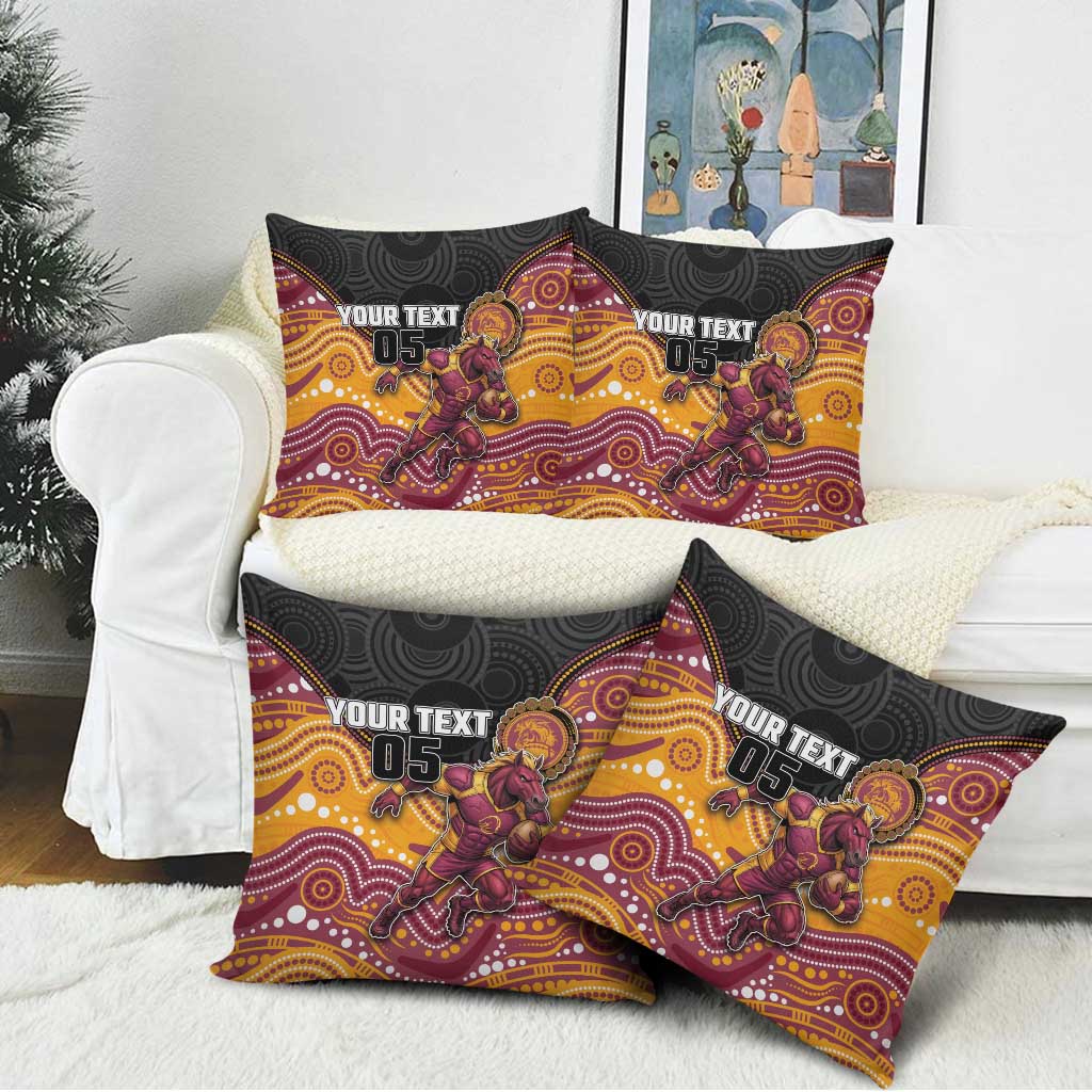 Custom Broncos Pillow Cover Horse Mascot With Aboriginal Indigenous