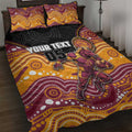 Custom Broncos Quilt Bed Set Horse Mascot With Aboriginal Indigenous