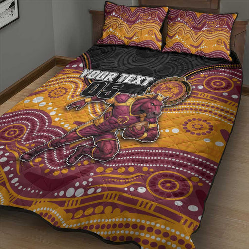 Custom Broncos Quilt Bed Set Horse Mascot With Aboriginal Indigenous