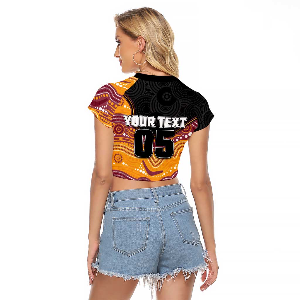 Custom Broncos Raglan Cropped T Shirt Horse Mascot With Aboriginal Indigenous